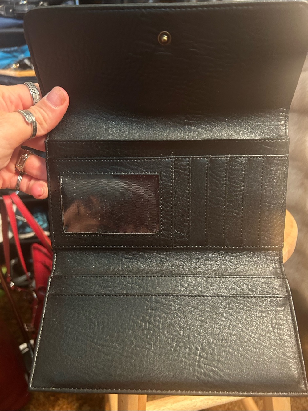Lux Inspired Red Black Cream Trifold Wallet w/ Removable Checkbook NWOT - Picture 9 of 10